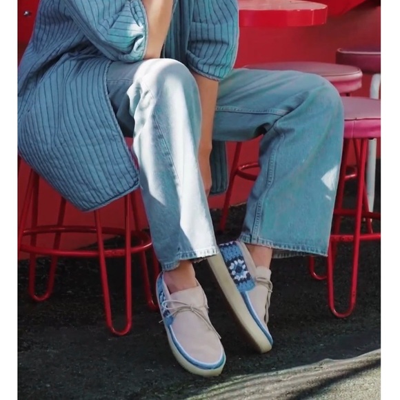 Free People NEW LaidBack London Komo Crochet Moccasin Sand Blue Multi 🌈 - Picture 10 of 10